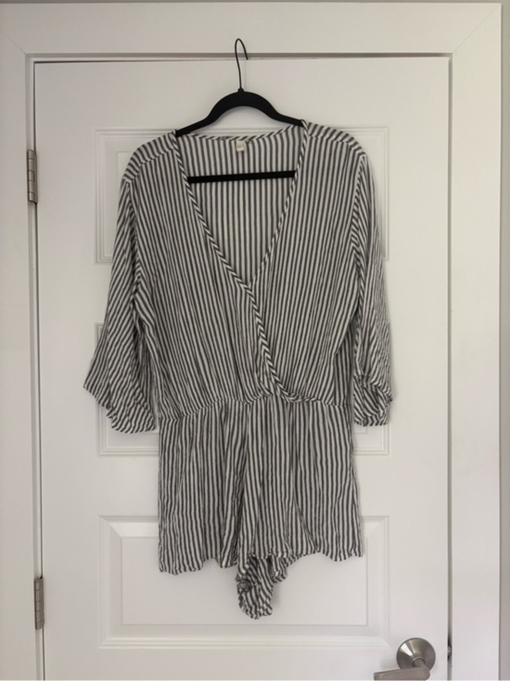 Striped V Neck Women’s Bathingsuit Cover Up - Linen Look and Feel